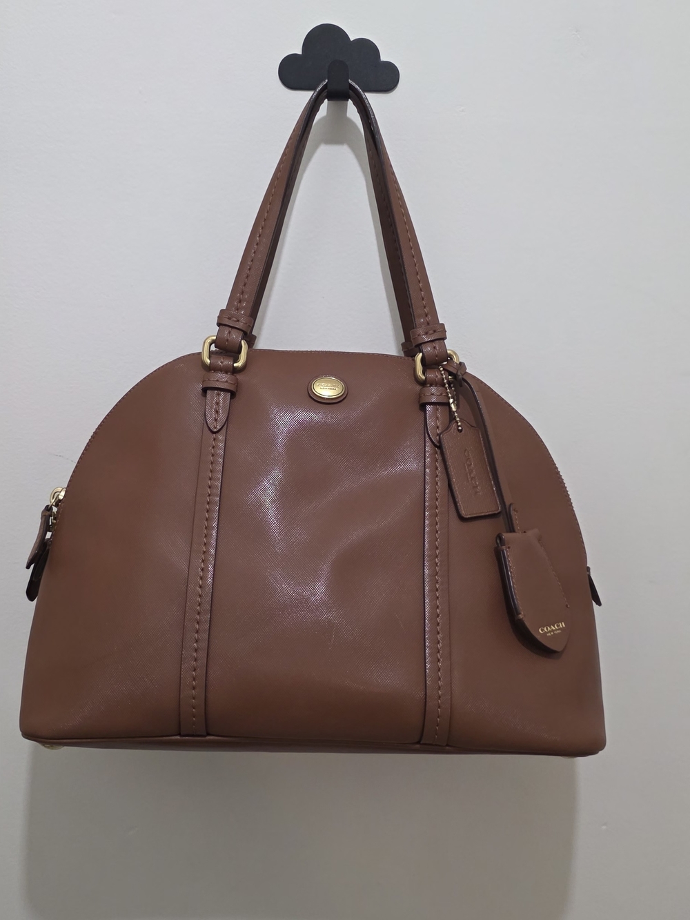 Authentic Coach Brown Leather Madison Madeline Dome Satchel Bag